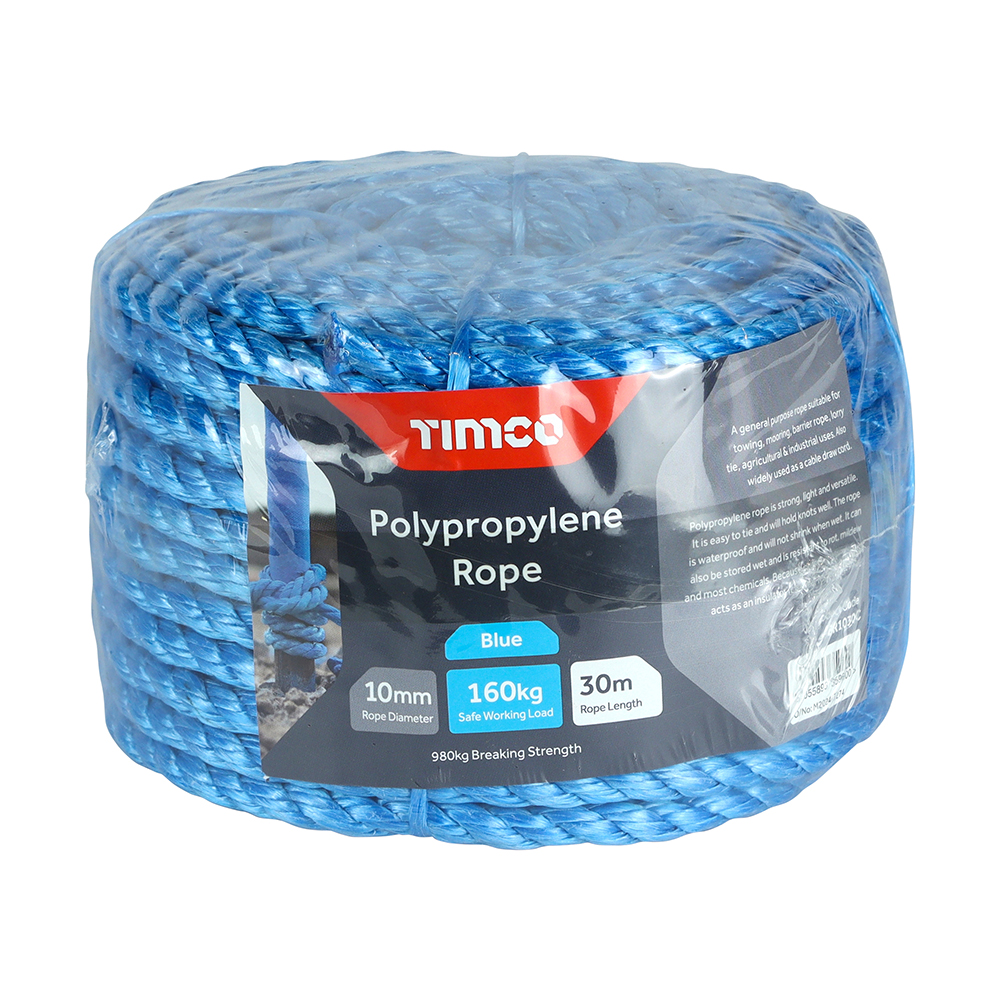 TIMCO Polypropylene Rope Coil - Blue (10mm x 30m)